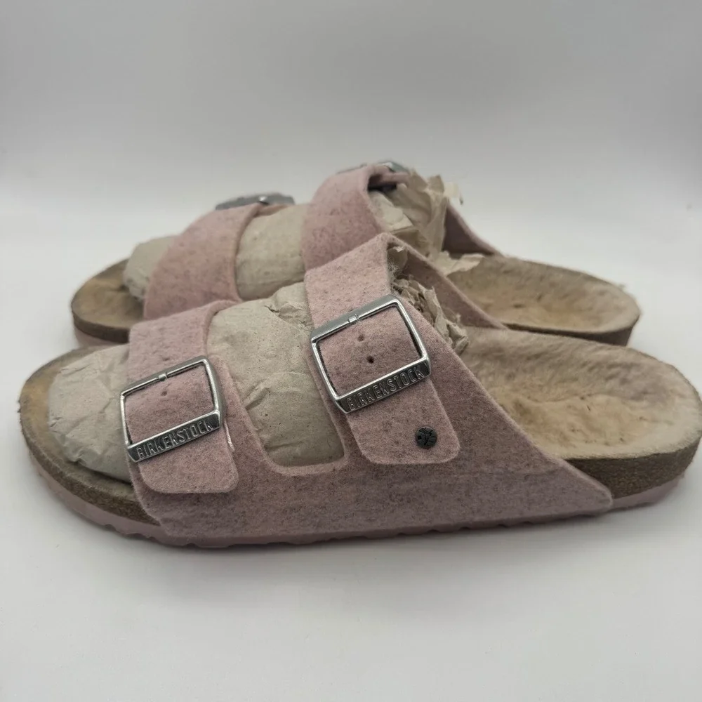 Birkenstock Arizona Shearling Pink Wool Felt‎ Sandals US 11 M9 EU42